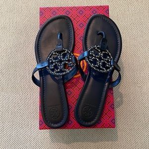 Tory Burch Navy Blue Miller Sandal sz 10